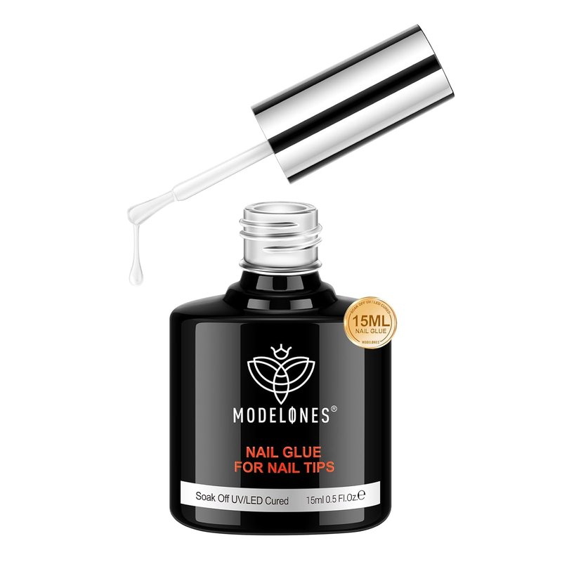 Modelones 10-in-1 Nail Gel Glue - Hema-Free Base Coat for Acrylic Tips | 15ml, Perfect for Rhinestones & Blooming Art