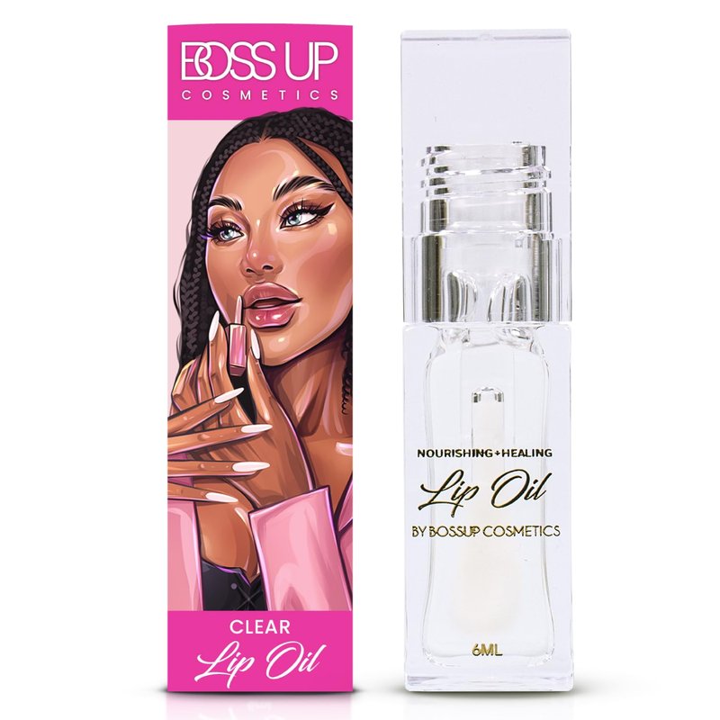 BossUp Cosmetics Clear Hydrating Lip Oil | Clear, Non-Sticky Moisturizing Lip Gloss Alternative | Scented Lip Care Products | Clean Beauty | Travel Size Shimmer Lip Gloss | 6 mL