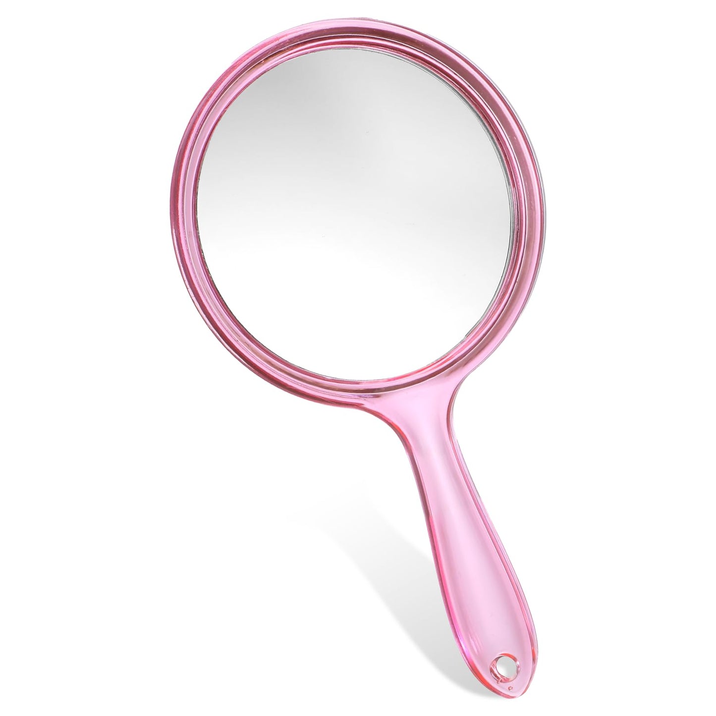 Zyghjort Hand Mirror with Handle, Double-Sided 1X/5X Handheld Magnifying Makeup Mirror for Women Travel Vanity & Salon Face Grooming, Large 8.2"x4.1" - Pink