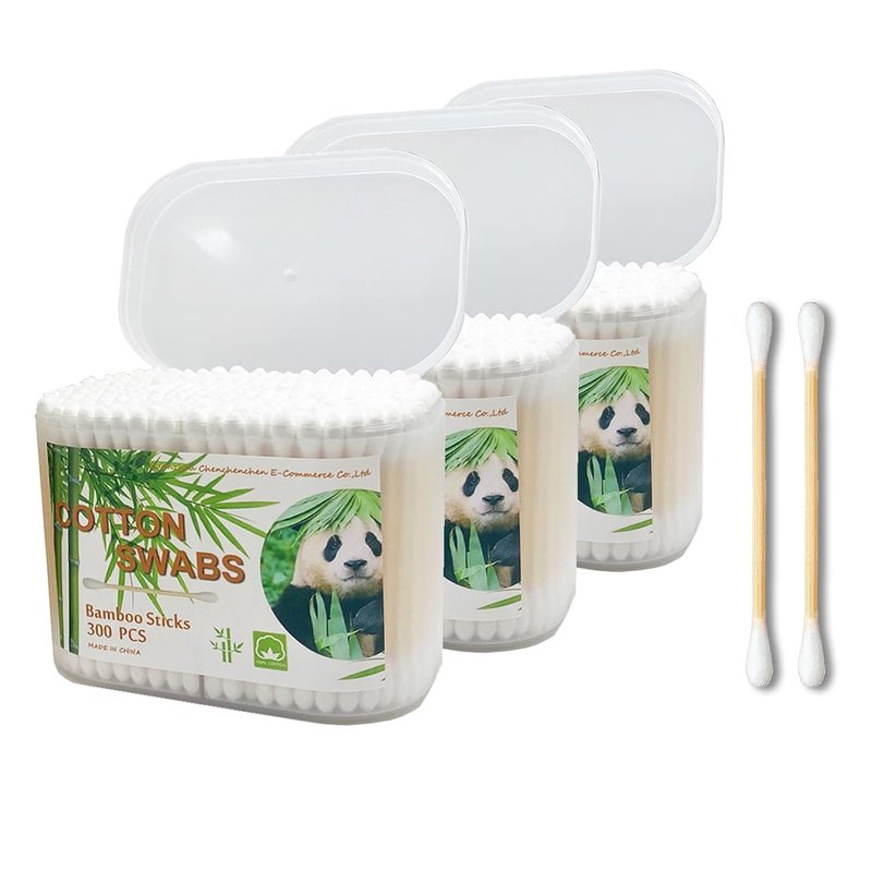 Bamboo Cotton Swabs - 900 Biodegradable Wooden Cotton Buds for Eco-Friendly Cleaning