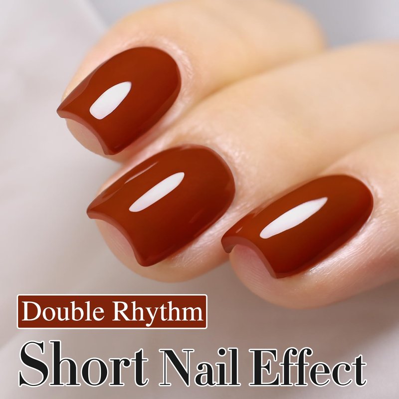 Double Rhythm Burgundy Gel Polish 15ML Pure Sheer Same Color Same Bottle Gel Polish Art Manicure Salon DIY at Home for Women (Tan Red-A1455)