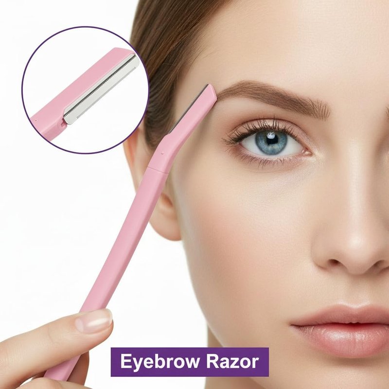 MIQUENYA 8 Pcs Eyebrow Kit, with Small Eyebrow Scissors with Comb,Eyebrow Razor Kit, Eyebrow Tweezers, Stainless Steel Nose Hair Scissors, Double-ended eyebrow Brush,Travel Size or Home, Gifts, Pink