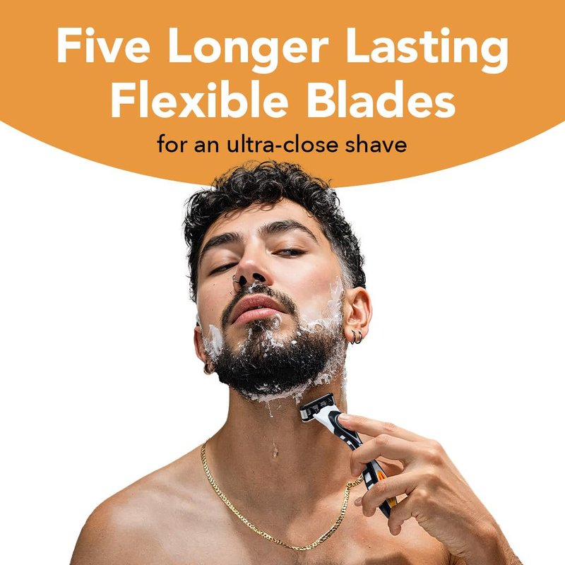 BIC Flex 5 Razors - Long-Lasting 5 Blade Refill Cartridges for Men | 8 Count