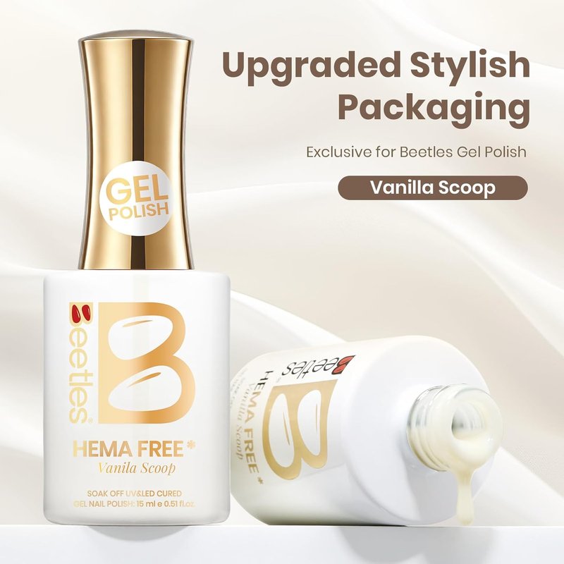 Beetles Vanilla Scoop Gel Nail Polish - Milky White 15ML | Neutral Jelly Base Color for DIY Manicure