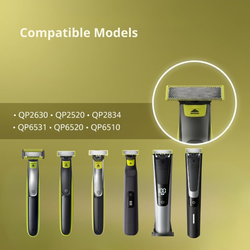 Set 3 Replacement Blades for OneBlade – Stainless Steel Blades Compatible with OneBlade Electric Trimmer & Shaver