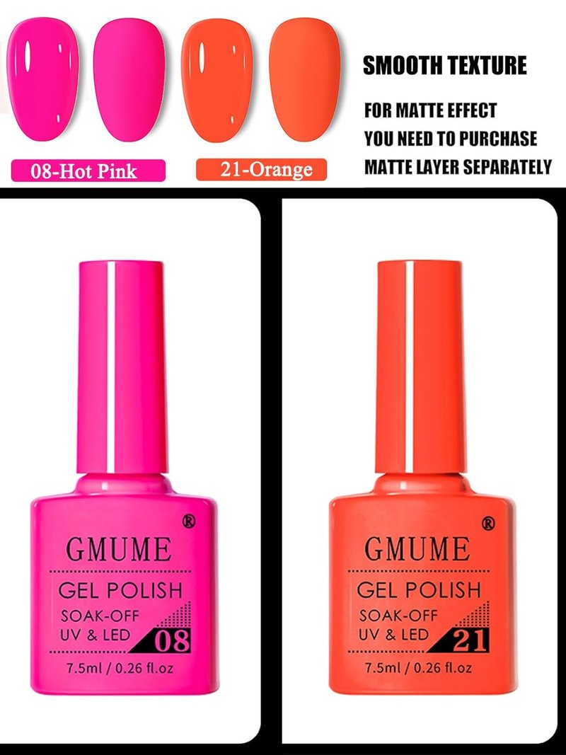 Regine Switzerland Gel Nail Polish Kit - Macaron Orange & Pink French Manicure Essentials