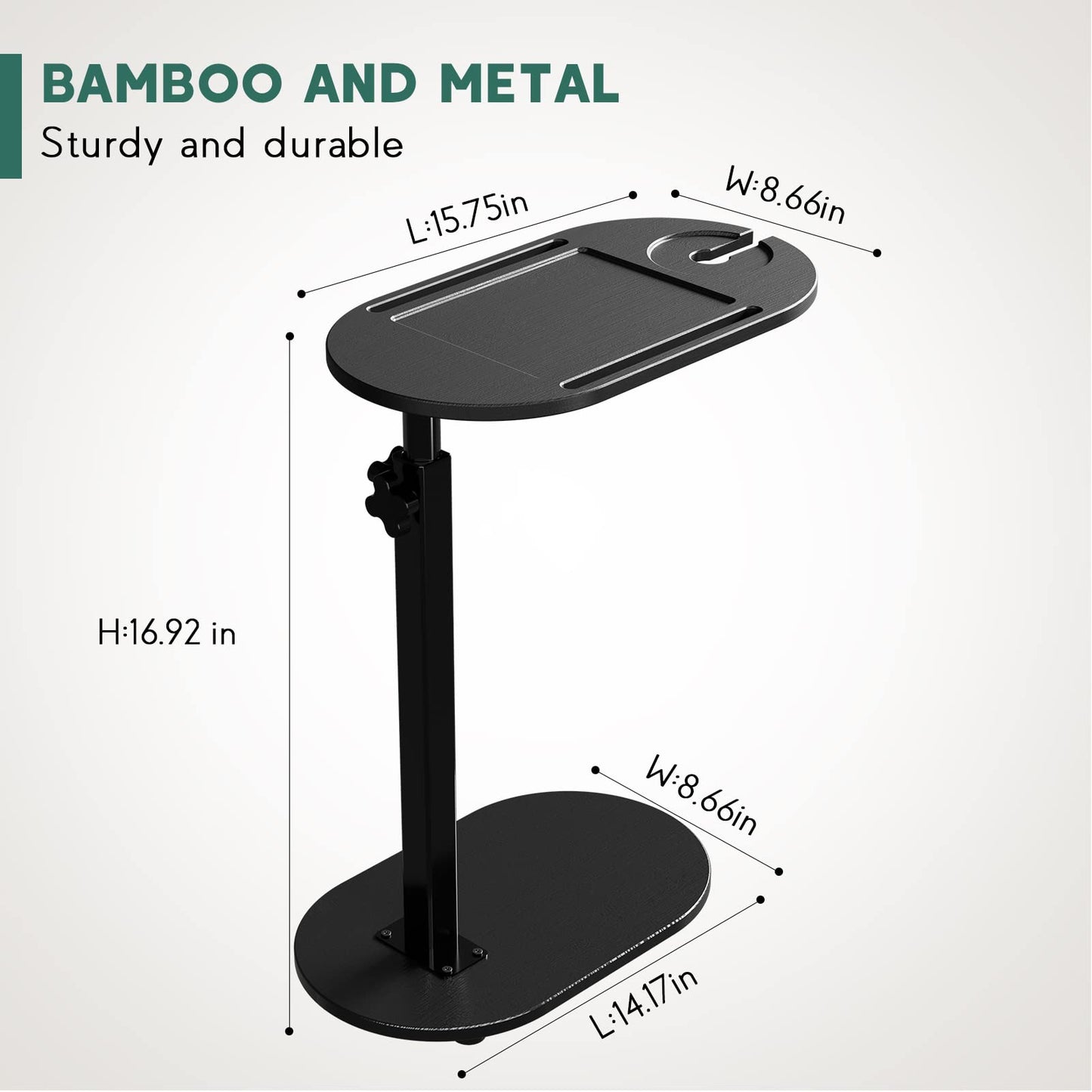 Yumkfoi Bamboo Bathtub Tray Table with Adjustable Height, Freestanding Bathtub Caddy for Tub Against Wall, Tub Organizer Suitable for Luxury Spa and House Warming - Patent Protected (Black)