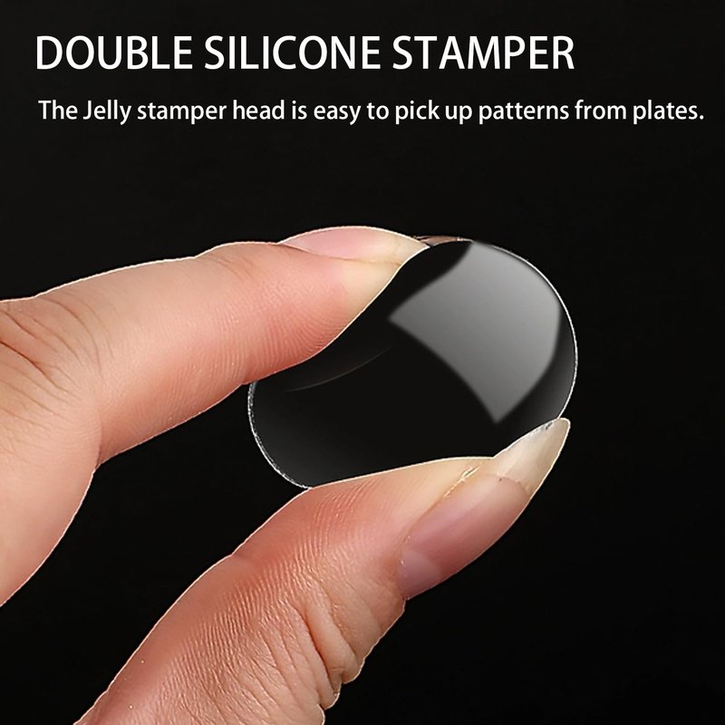 French Tip Tool Nail Stamp Silicone French Tip Nail Stamp Kit Clear Nail Art Stamper Nail Stamping with Scrapers and Nail Art Brushes for French Manicure Home DIY Salon