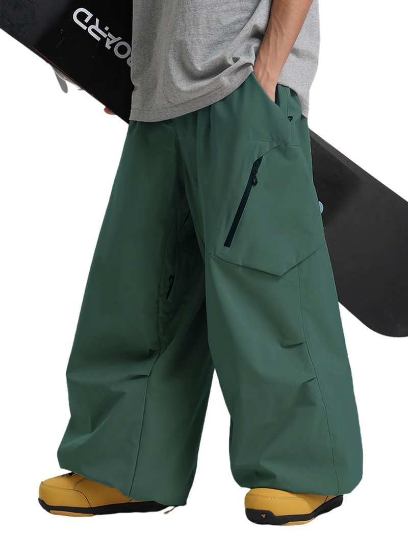 GSOU SNOW Womens Mens Snow Pants Baggy Snowboard Ski Pant Loose Waterproof Windproof Insulated Green