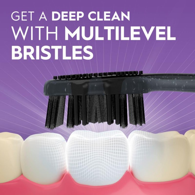 Oral-B 3D White Charcoal Toothbrush - Whitens Teeth & Removes Plaque | 2 Count Medium Manual Pack