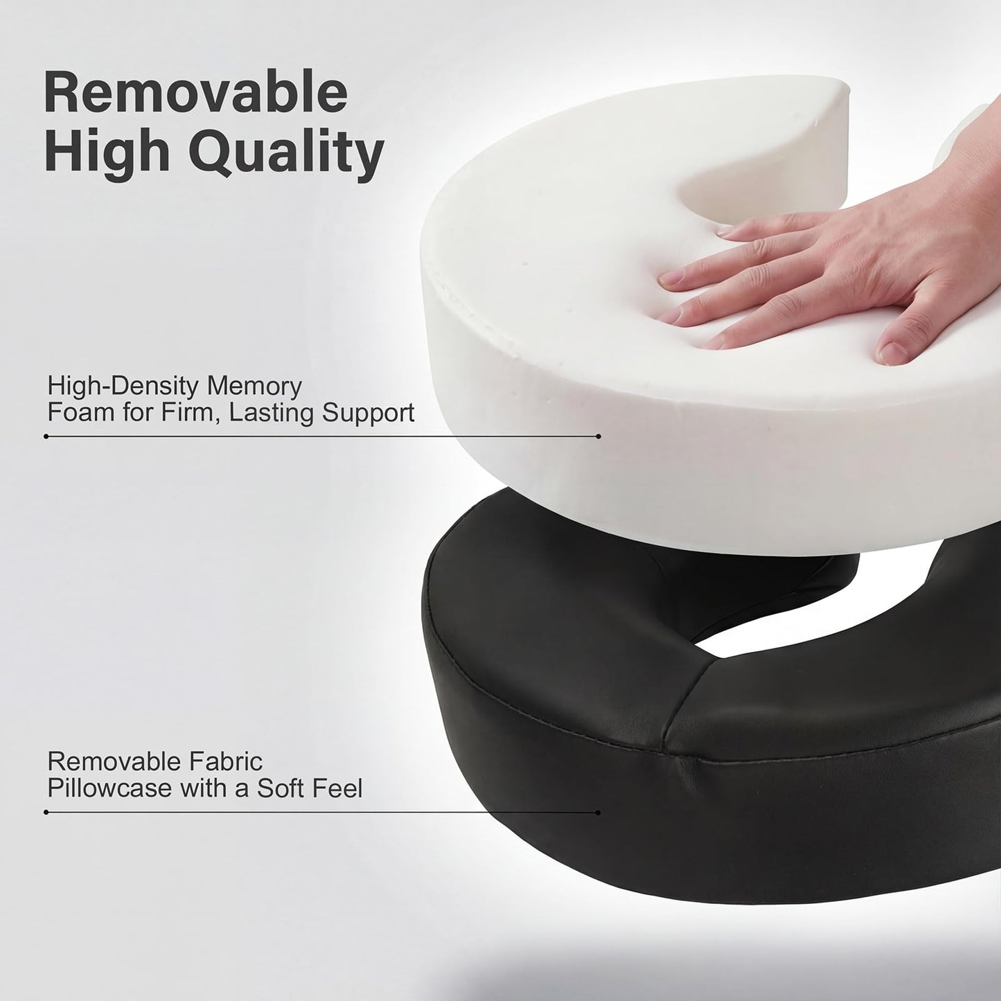 TIMBERHIDE Portable Massage Headrest for Bed, Easy-Install Adjustable Face Cradle with Memory Foam for Couples, Home Spa & Recovery, Fits 6-17” Mattress, Black