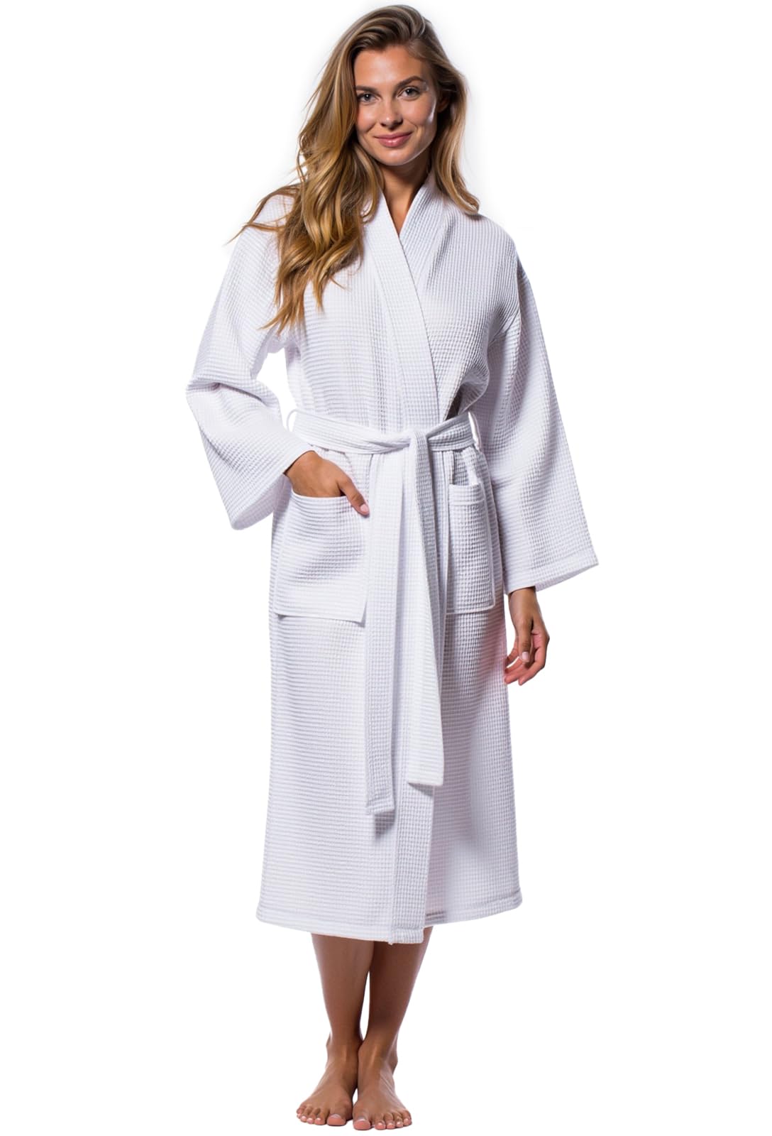 Turquaz Lightweight Full-Length Robes For Women Waffle Kimono Bathrobe - Soft, Fast-Drying, Long-Lasting Cotton Blend Unisex