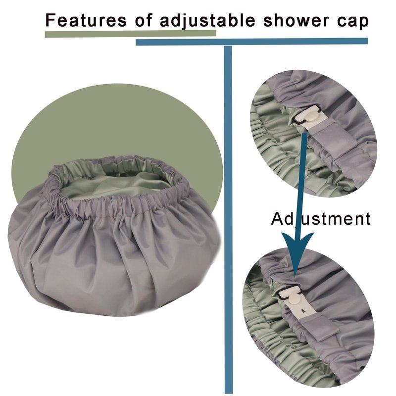 Genergy 2pcs Shower Cap for Women,Including Travel bag and Scrunchy. Frizz-Free Silky Liner, Waterproof Reusable Large Bath Bonnet for Short and Long Thick Hair, Soft Adjustable Elastic, Non-slip.