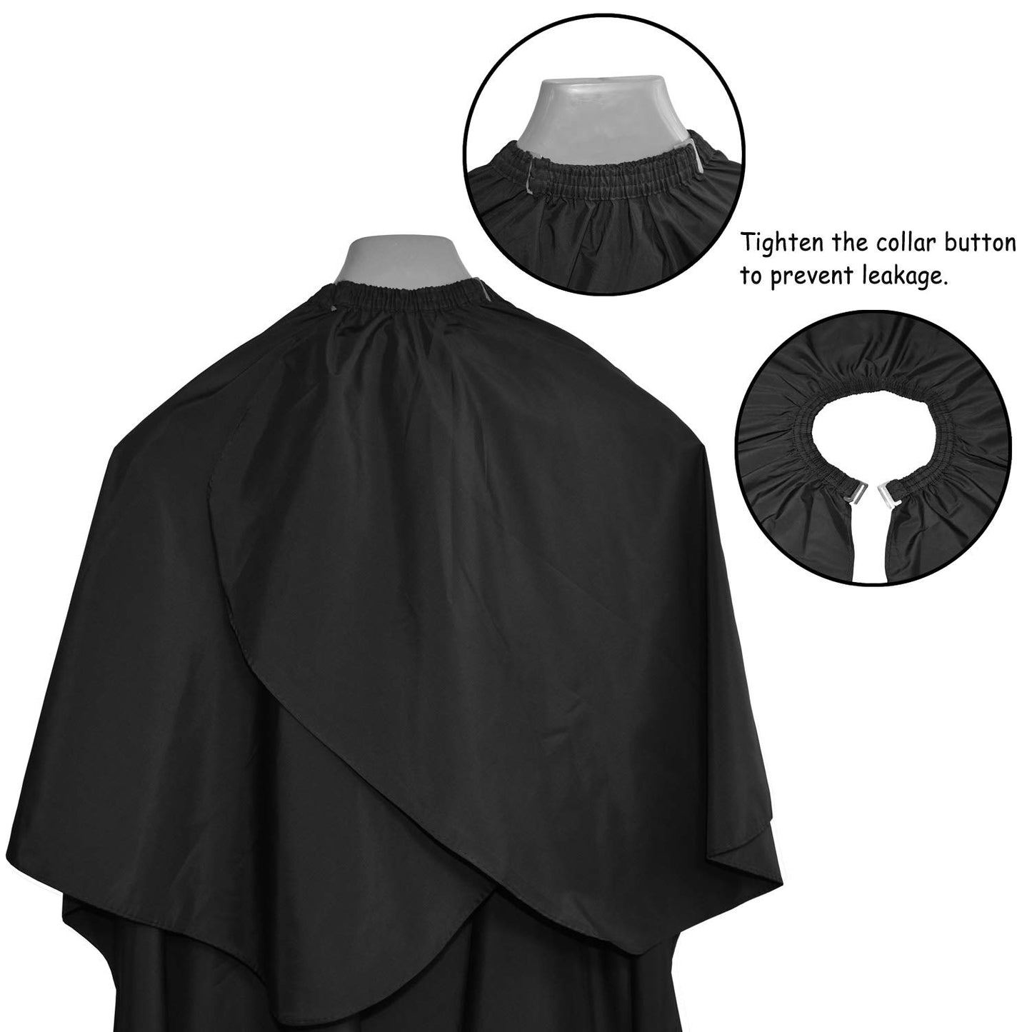 TONGTLETECH Hair Cutting Cape - Waterproof Salon Barber Cape Cloth Hairdressing Nylon Gown Unisex Black Haircut Apron for Hair Styling,Cutting and Coloring - 47 x 59 Inches