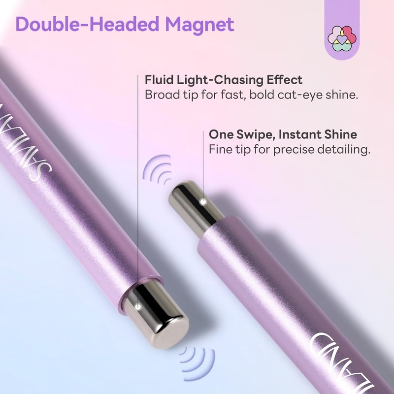 SAVILAND Essentials Cat Eye Magnetic for Nails: Pink Double-Head Nail Magnet Sturdy Cat Eye Magnet for Nails with Round Magnetic Bead Multifunctional Magnet for Cat Eye Gel Polish DIY Home Salon