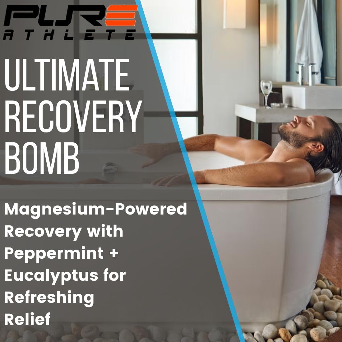 Pure Sport Peppermint Bath Bombs - Magnesium Epsom Salt and Natural Essential Oils for Soaking, Birthday Gifts for Runners, Post Workout Muscle Recovery Soak for Athletes, USA Made