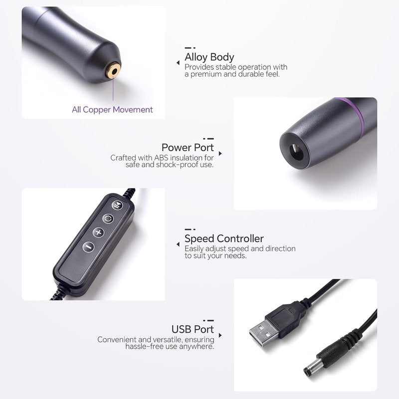 Electric Nail Drill Machine - Portable Electric Nail File for Acrylic & Gel Nails | Professional Manicure Kit in Grey