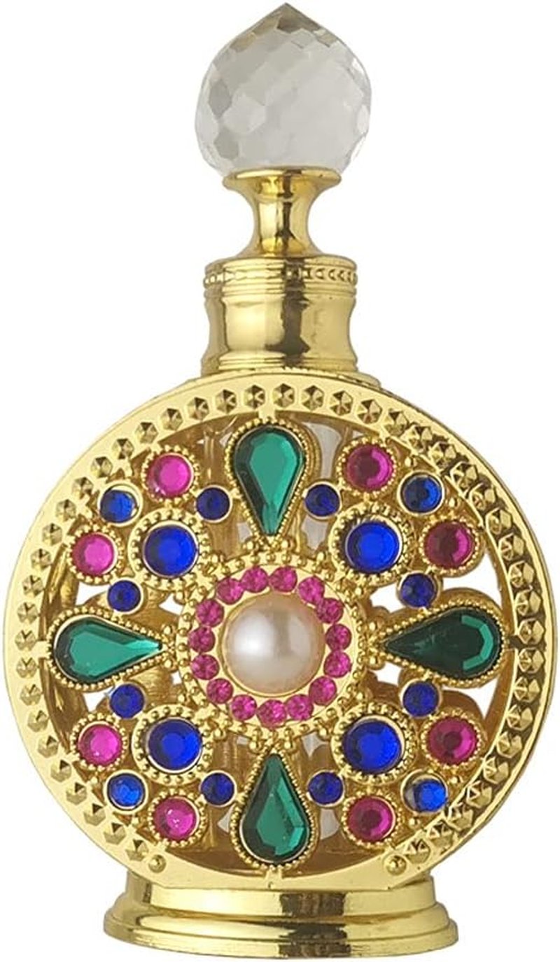 Rhinestone Empty Perfume Bottle - 10ML Refillable Dubai Style | Portable Gold Cosmetic Container