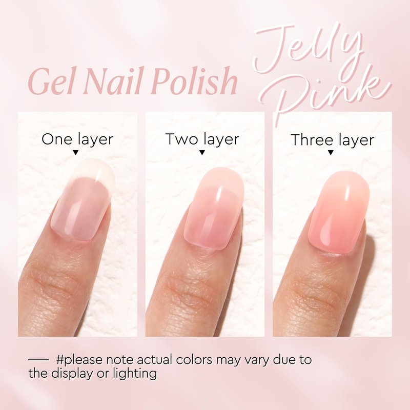 Nude Pink Gel Nail Polish - Sheer Translucent Pastel Color | 18ML Soak Off UV/LED for French Nail Art