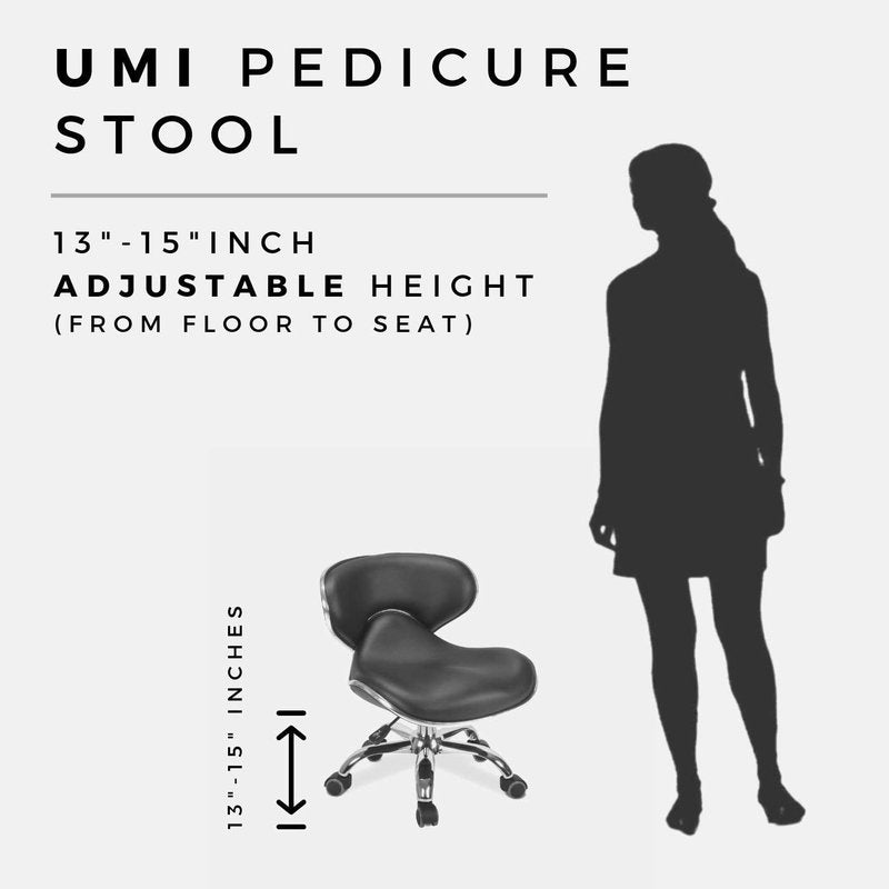 Adjustable Nail Salon Pedicure Stool Set of 2 - Comfortable Pneumatic Chair | Black