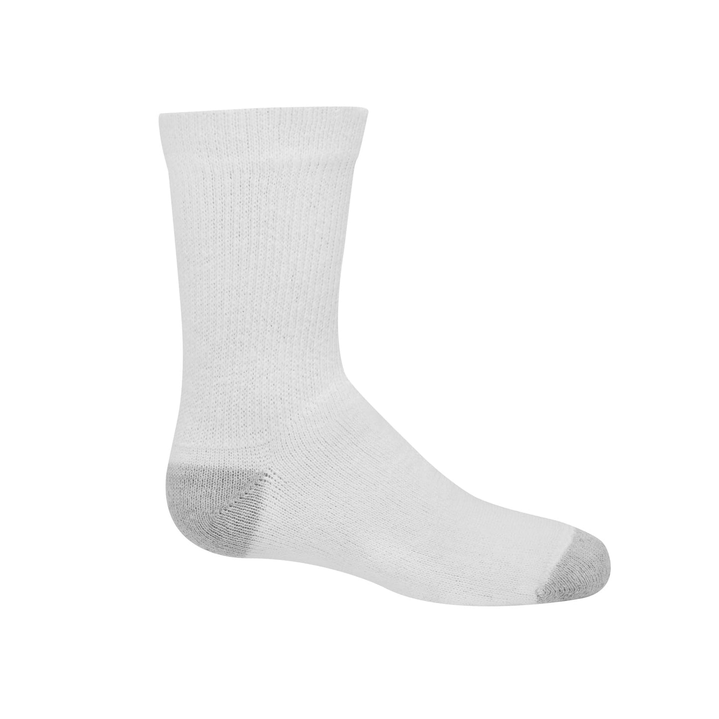 Hanes Boys Socks, Double Tough Cushioned Crew 12-pair Packs Athletic-socks, White/Grey Bottom, Large US