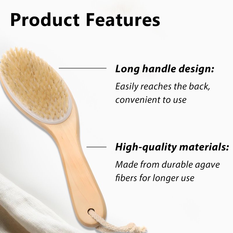 Jaasuee Natural Wooden Dry Brush for Exfoliating and Detoxifying, Featuring Biodegradable Sisal Fibers, Skin-Enhancing Body Brush for Luminous and Smooth Skin, Brown