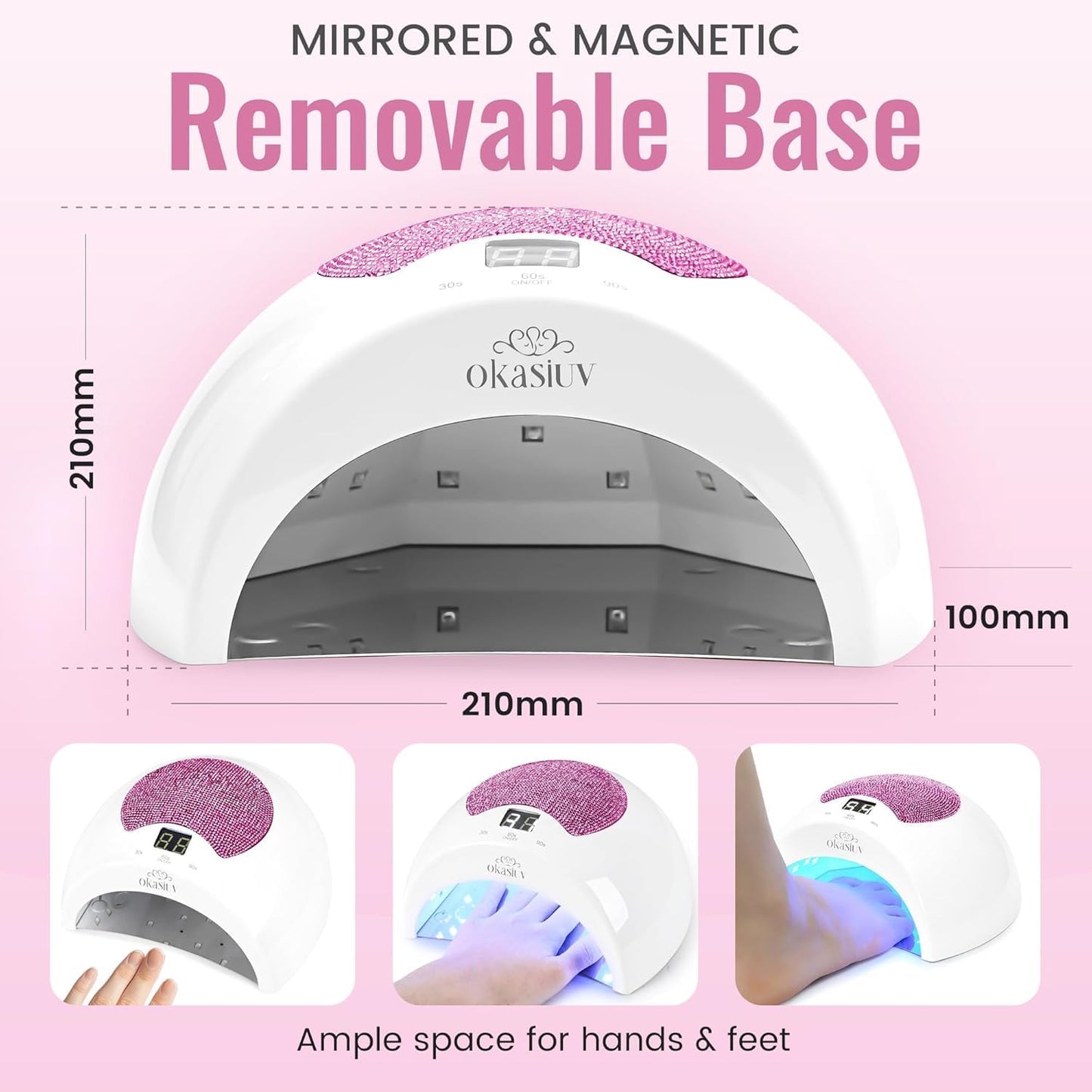 Skiennix Rechargeable UV LED Nail Lamp - Diamond Design, Touch Control, 3 Timer Settings, Fast Curing for All Gel Polishes