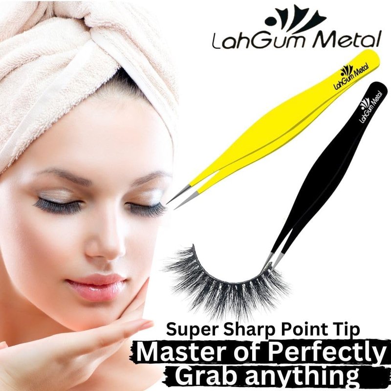 Precision Fine Point Tweezers for Ingrown Hair Removal - Extra Thin Stainless Steel Facial Hair Remover