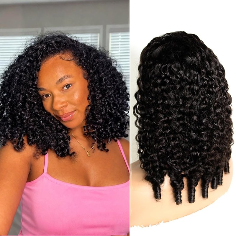 Burmese Curly 3-in-1 Half Wig | Glueless Human Hair, 250% Density, 16-Inch, Seamless Flip for Beginners