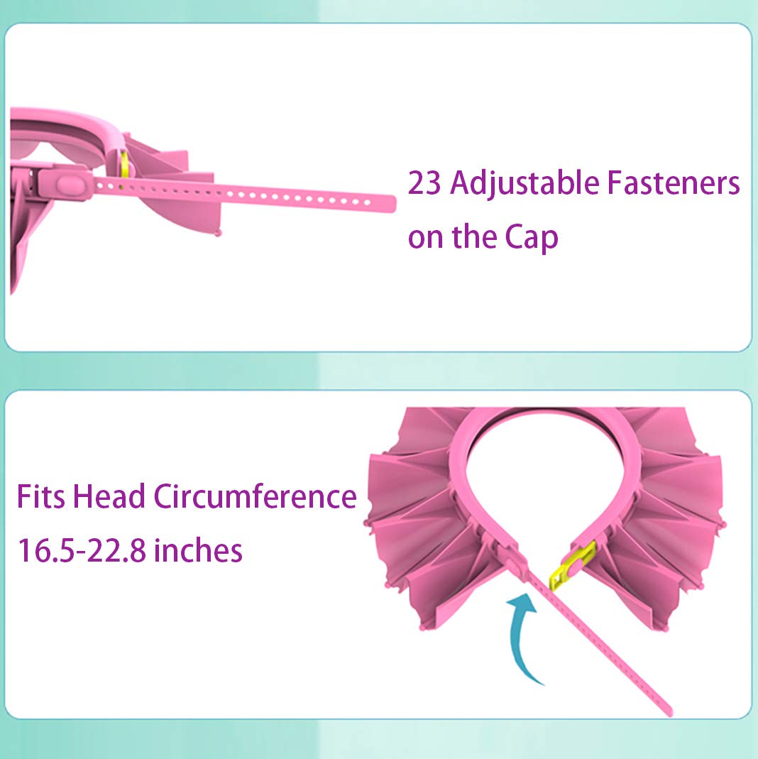 Baby Shower Cap Silicone Bathing Hat, Adjustable Shower Cap Kids, Infants Soft Protection Hat Safety Visor Cap Hat for Toddler Children 1-12 Years old/16.5-22.8 Inches