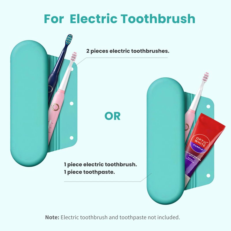 iTokGok Silicone Electric Toothbrush Travel Case, Manual Toothbrush Travel Cover for Men and Women,Toothbrush Holder for Travel,Gym and More, Fits Most Manual and Electric Toothbrushes - Mint Green