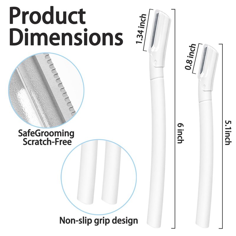 Dermaplane Razor for Women Face, 10 Pack Professional Facial Hair Removal & Dermaplaning Tool for Peach Fuzz, Eyebrow Shaping and Gentle Exfoliation (White)
