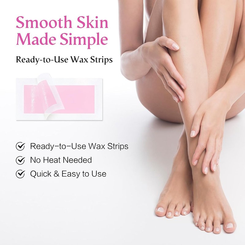 Regine Switzerland Wax Strips for Effortless Hair Removal - No Heat Needed, 20 Large & 40 Small Strips