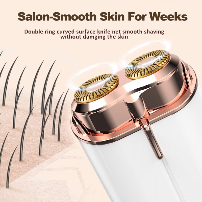 Skiennix Facial Hair Removal - Painless Lady Shaver with LED Light | USB Rechargeable, Dual-Blade Design, Portable for Face & Body