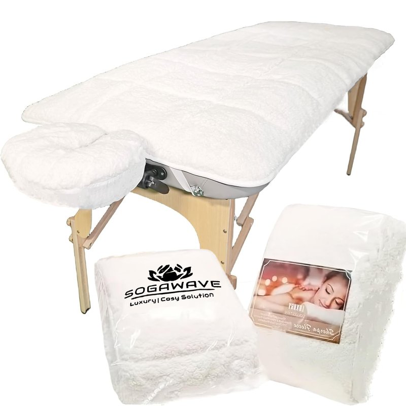 Fleece Massage Table Pad,Extra Soft Quilted Fleece Massage Bed Cushion with Face Cradle Cover,Washable Elastic Fitted Spa Massage Table Topper for Salon,Spa & Home,71 x 31 Inch