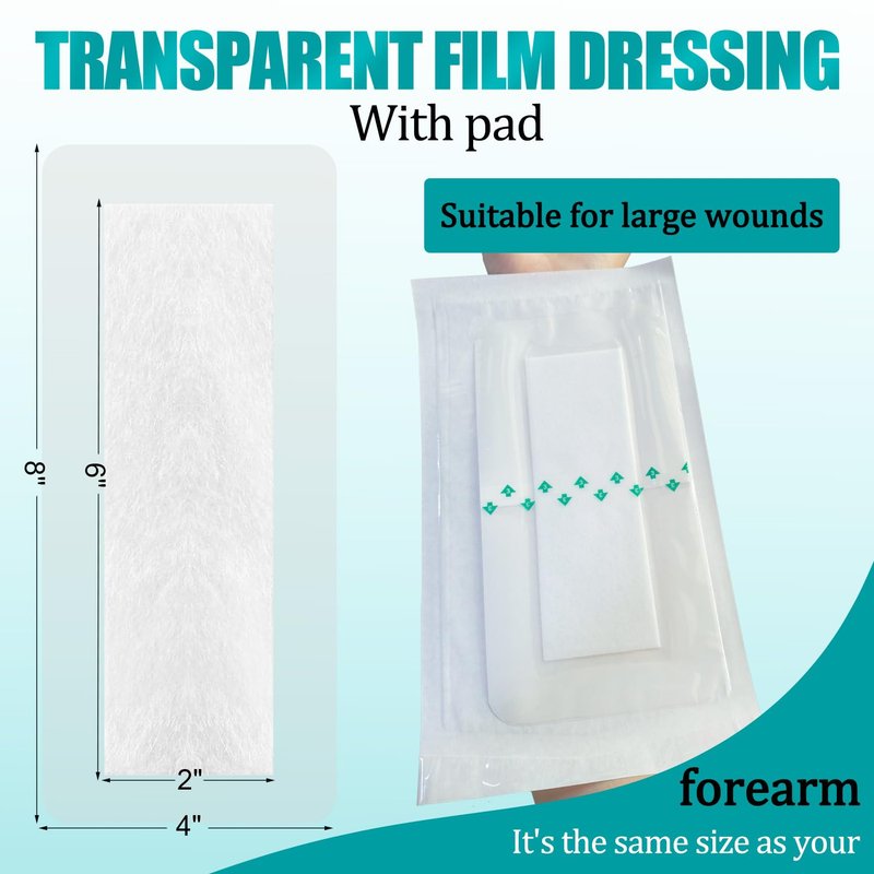 Transparent Film Dressing with Pad Waterproof Clear Bandages for Tattoo Aftercare Bandage,Scar Therapy,Wound Care 4x8 inch 20 Packs