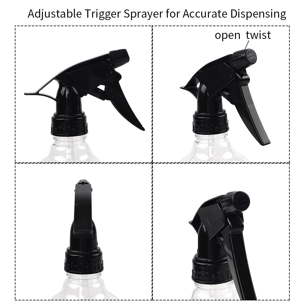 SUPERLELE Spray Bottles - 8oz Empty Plastic Bottles with Adjustable Nozzle | 7-Pack with Funnel & Labels