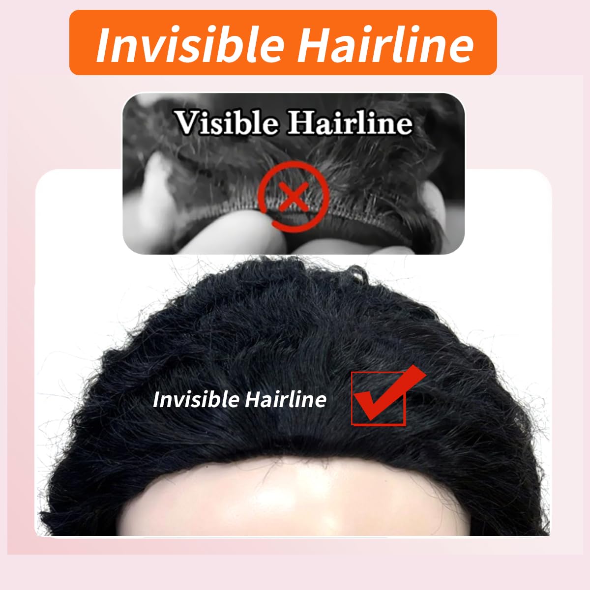 XSY Half Wig Human Hair Deep Wave 3 In 1 Curly Half Wigs for Black Women Wear Go Glueless Headband Wig Beginner Friendly 180% Density 24 Inch