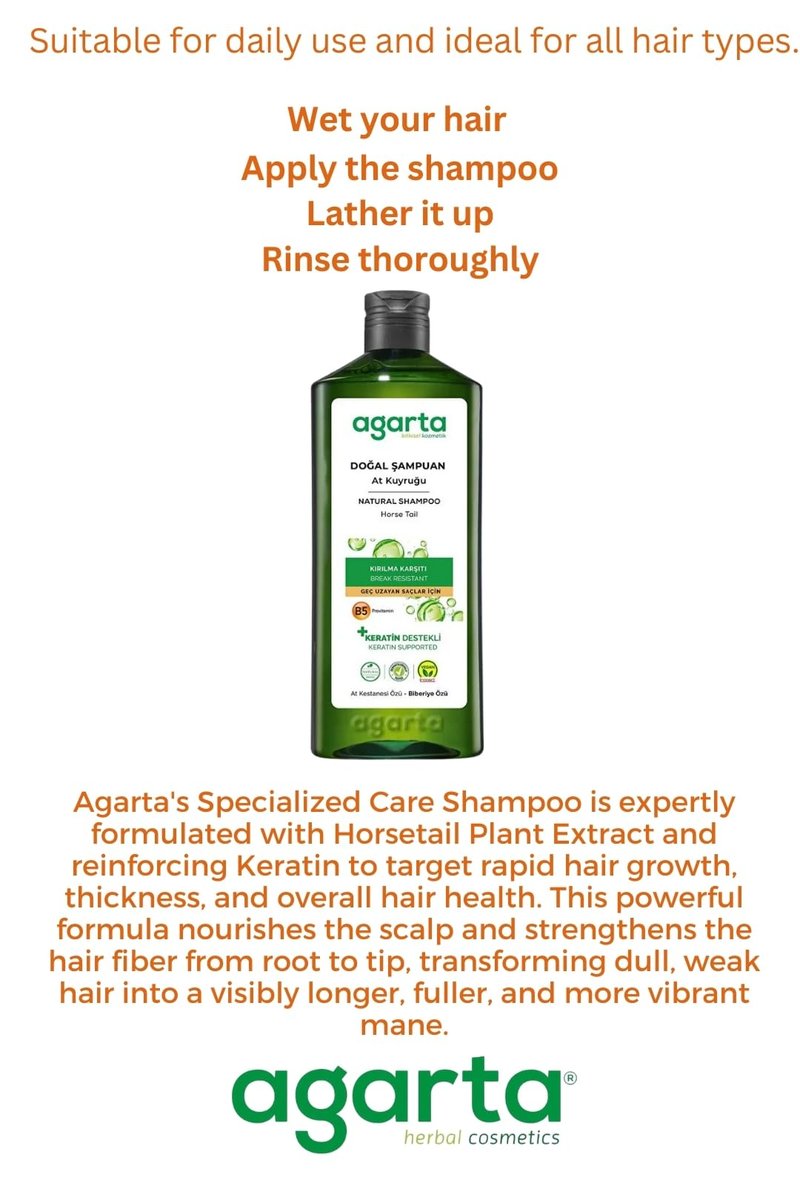 Agarta Horsetail & Keratin Shampoo – Botanical Hair Care Shampoo for Strength & Scalp Balance, Vegan Formula – 14 fl oz
