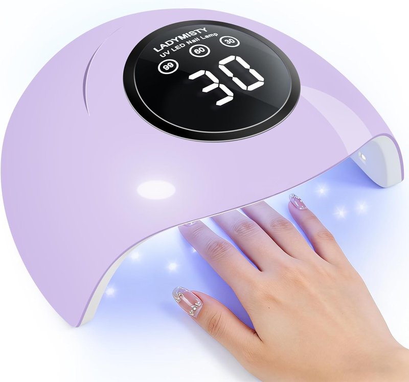 LadyMisty 72W UV LED Nail Lamp - Professional Gel Nail Dryer with 18 Beads, LCD Display & Auto Sensor (Purple)