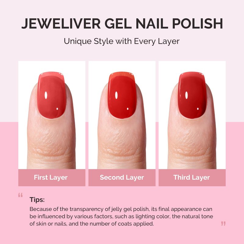 MelodySusie Red Gel Nail Polish, 0.5Fl.oz Jeweliver Jelly Nail Polish Translucent Cherry Red Deep Color Sheer Soak Off UV LED Light Cure Gift for Women Nail Art Manicure JDZ30