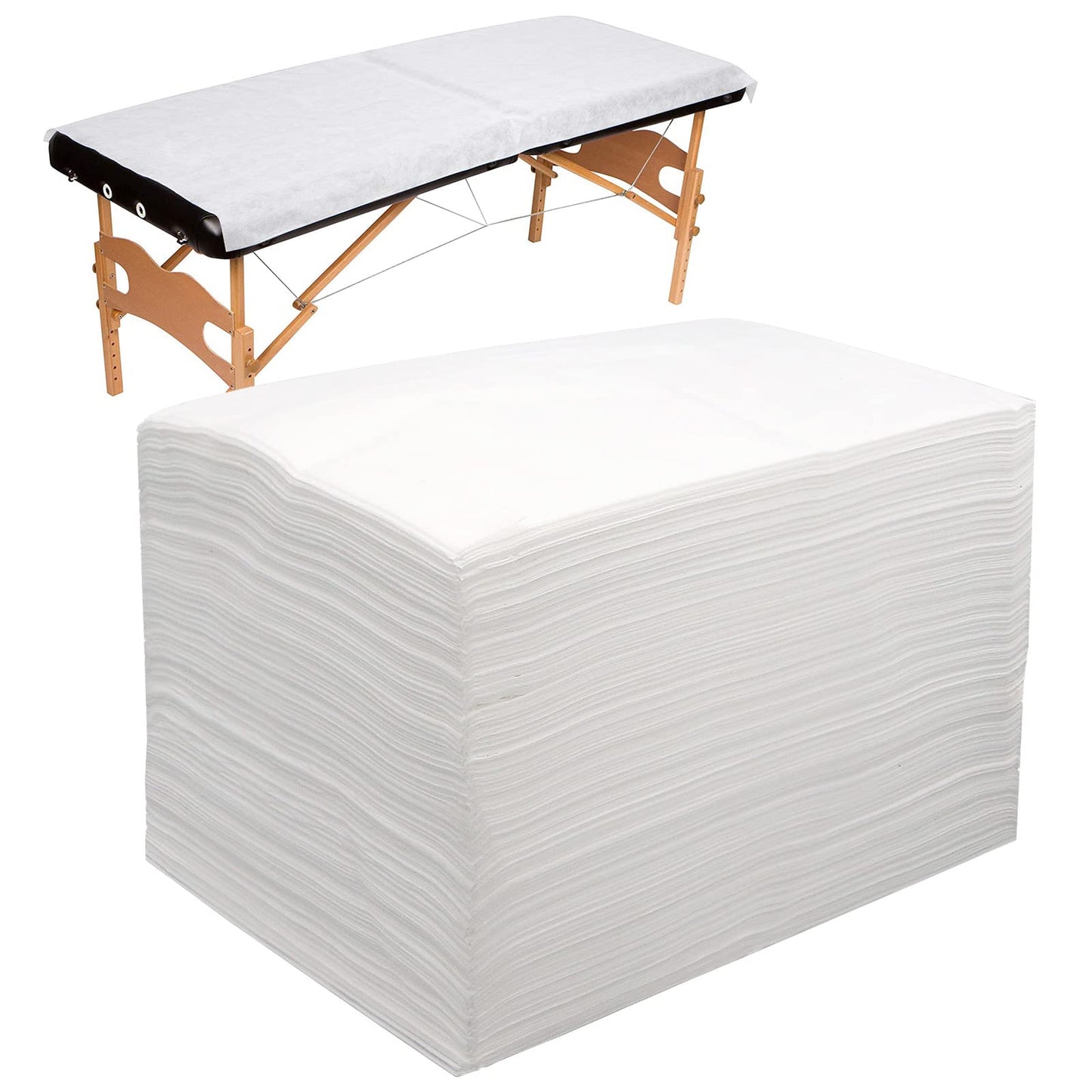Tvvcalk 100pcs Massage Table Sheets, Disposable Bed Sheets Soft Non woven Fabric Spa Bed Sheets Breathable For Massage Beauty Salon Eyelash Wax Tattoo Bed Covers, 31" x 71" White