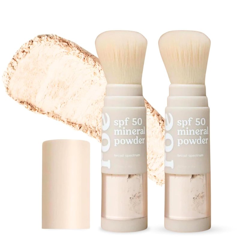 Roe Wellness- SPF 50 Powder Sunscreen Mineral-Based, Non-Toxic Brush-on For Kids, Adults & Babies | For Scalp, Face & Body (Reef Safe)(2Pack)