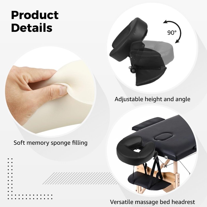 NIMBLOOM Face Down Tabletop Massage Kit, Adjustable Massage Table Headrest, Ergonomic Face Cradle Pillow with Arm Rest Pads, Breathable Memory Foam Face Pillow for Desk Bed Spa Table, 11 x 7.1 in