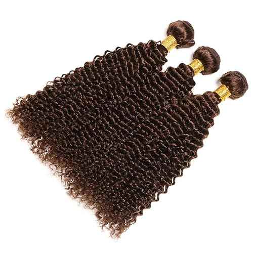 30 32 34 Inch Color #4 Bundles Human Hair Chocolate Brown Kinky Curly Human Hair Bundles Medium Brown Bundles Color #4 Curly Bundles Hair Weave Brown Bundles