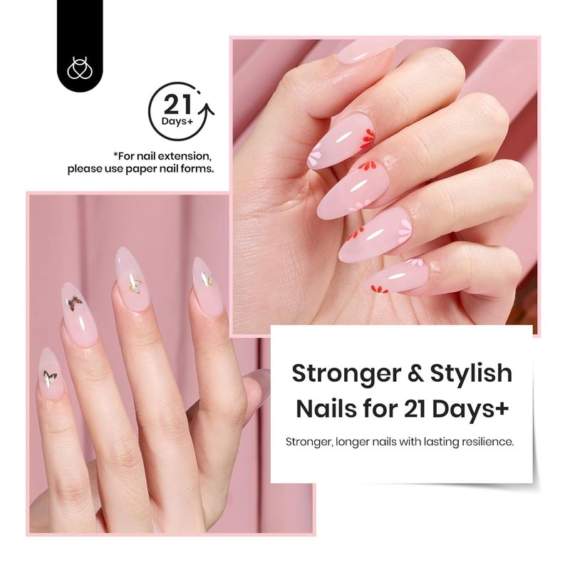 Beetles Builder Gel for Nails HEMA-Free,0.5 oz 8 in 1 Jelly Pink Building Gel,for Sensitive Nails Strengthening & Building Nail Instant Apex,UV & LED Lamp Cured,DIY Salon at Home for Beginners Women