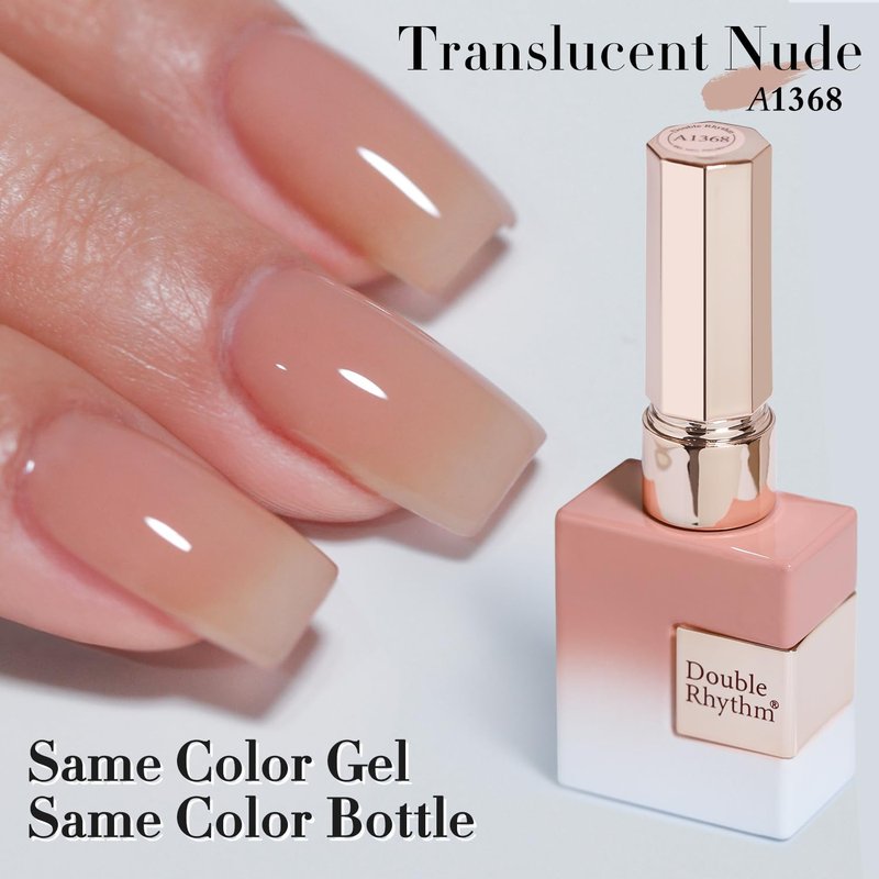Double Rhythm 15 ML Gel Polish Pure Sheer Same Color Same Bottle Soak Off Gel Polish Nail Art Manicure Salon DIY at Home for Women (Jelly Nude-A1368)