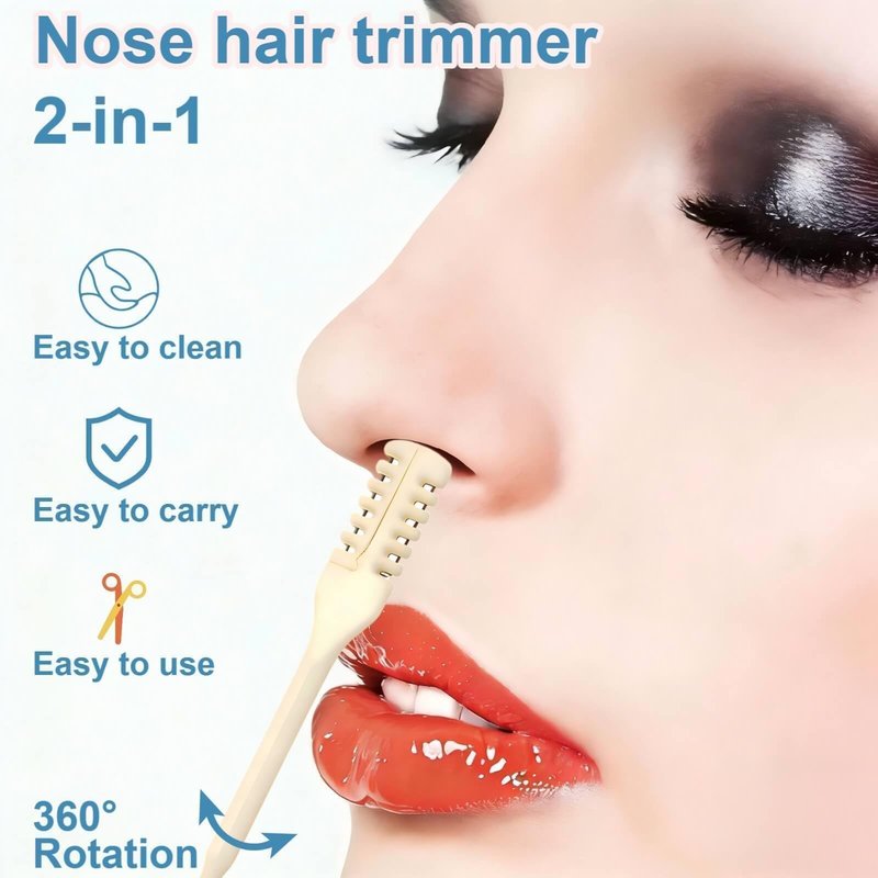 Bneajix 6PCS Nasal Hair Cutter for Women Men, 2026 Upgraded Portable 2-in-1 Nasal Hair Cutter Sticks, 360° Rotating Safe Painless Trimming, Double Sided Nose Knife with Protective Comb Teeth
