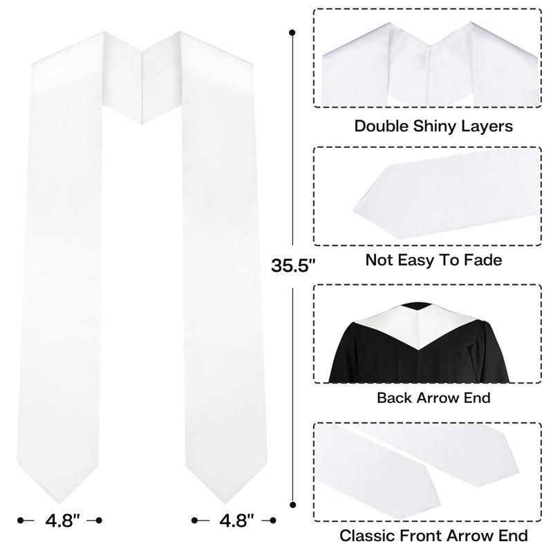 Lxzyu Graduation Stole Class of 2026,Unisex Adult Graduation Sash 2026,Stoles for Graduation 2026 for Choral & Academic 70" White