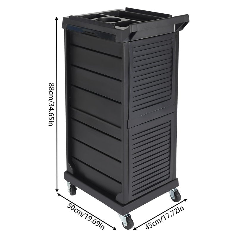 REHOUPTU 7-Layer Black Salon Trolley Cart, Multi-Function Rolling Salon Spa Service Cart, Rolling Hair Cart Organizer with Secure Lock, Mobile Stylist Storage Station for Beauty Hairdressing Shops